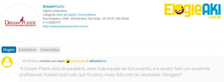 A Dream Plastic é a clínica mais elogiada no site Elogieaki clinica cirurgia plastica elogios
