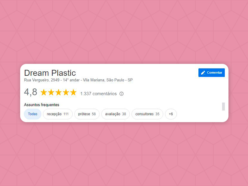 Avaliação de 4.8 estrelas da Dream Plastic no Google