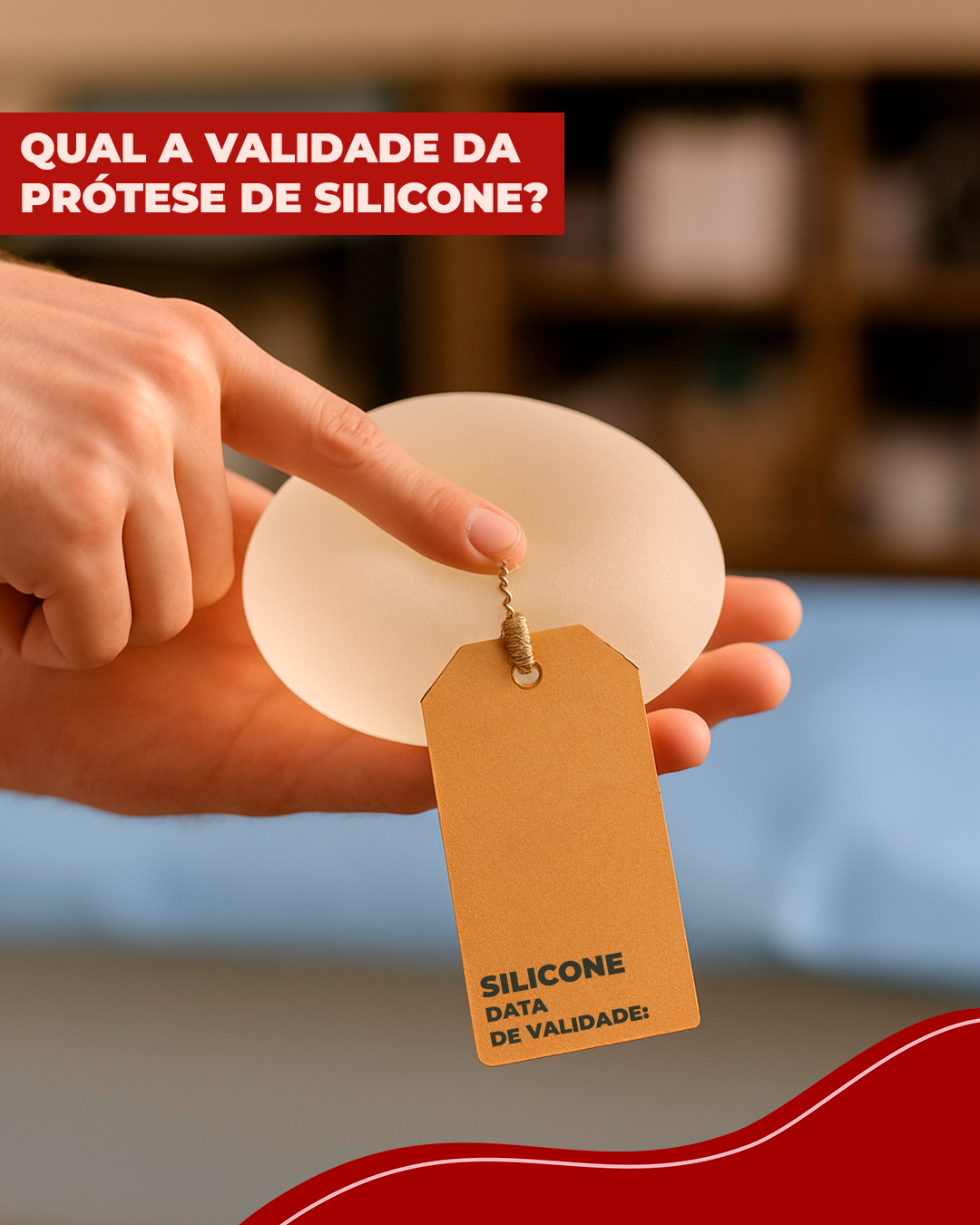 Prótese de silicone com uma tag de validade