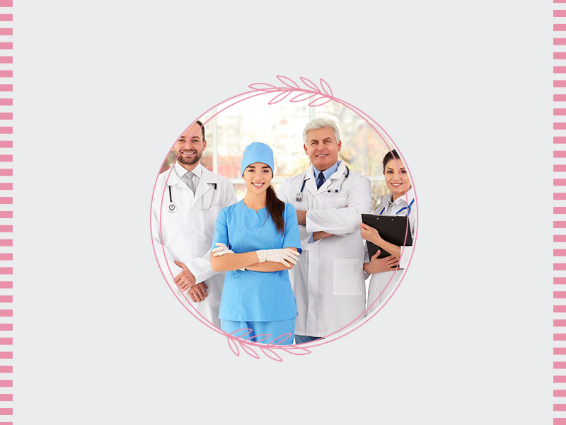 Equipe médica de cirurgião plástico