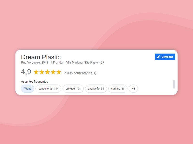 Print Avaliação 4,9 estrelas Google Review Dream