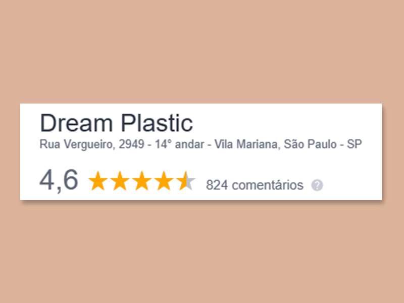 Avaliações do Google para a Dream Plastic rinoplastia masculina dream plastic