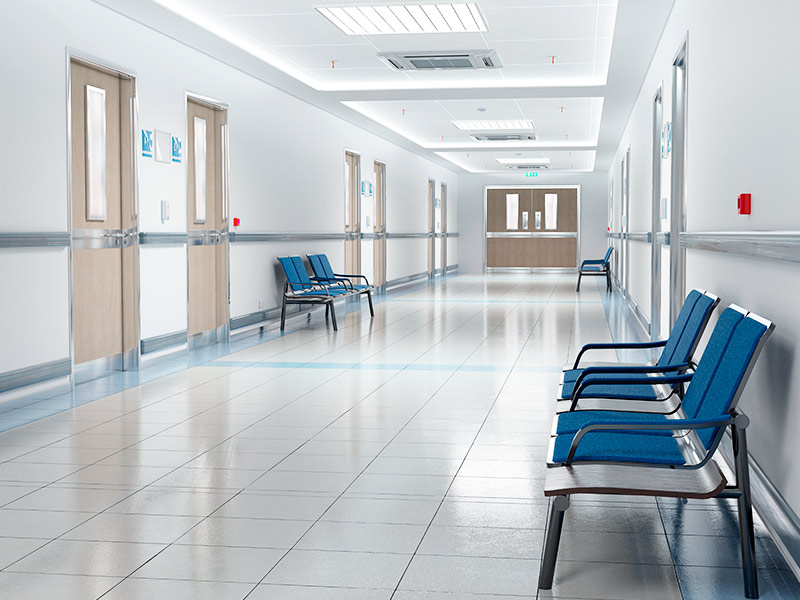 Imagem de um corredor hospitalar