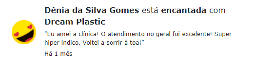 Elogio de uma paciente da Dream Plastic no ElogieAki sobre o antes e depois da sua cirurgia plástica