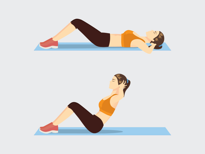 Abdominais para perder a barriga ilustração de mulher fazendo exercício abdominal para eliminar barriga