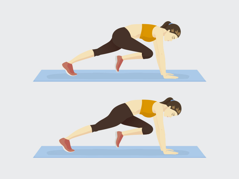 Prancha com flexão de joelho: exercício para perder barriga ilustração de mulher fazendo exercício de prancha para perder barriga