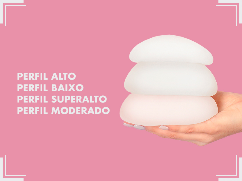 Perfis de próteses de silicone para a mama ilustração com diferentes perfis de prótese de silicone para seios