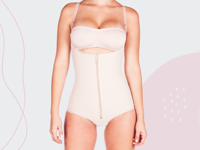 Conjunto De Modeladores Compressão Rosa De 2 Peças Para Mulheres, Com Parte  Superior Faja Pós-operatória E Shorts Modeladores Com Elevação De Bumbum E  Abertura Na Virilha