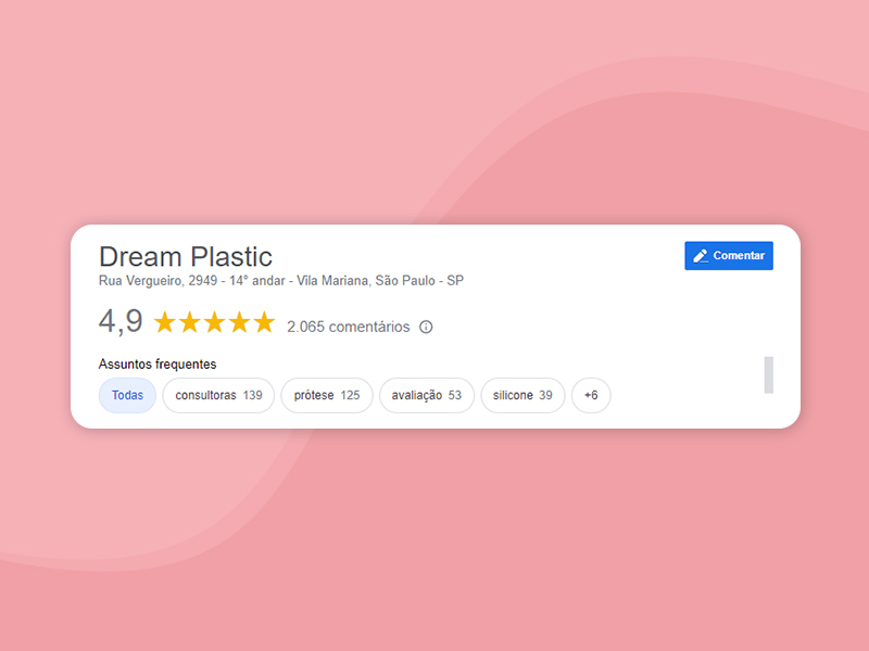 Print do Google Review da Clínica Dream Plastic