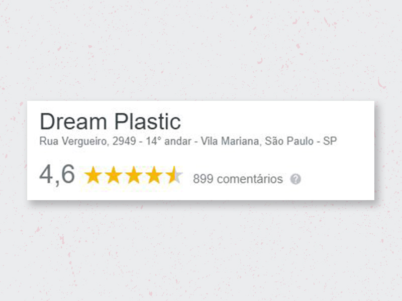 Somos a clínica com mais comentários na internet! dream plastic