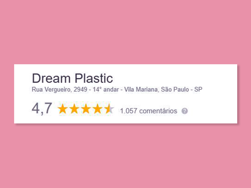 Avaliação da Dream Plastic pelo Google otoplastia dream plastic