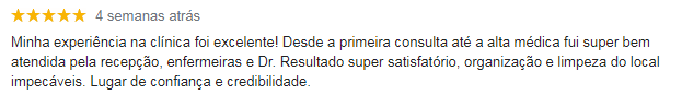 Avaliação de paciente sobre a Dream Plastic