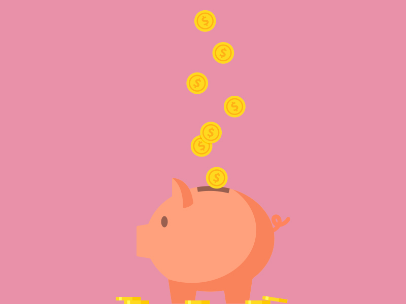 ilustração de um cofre em formato de porquinho e moedas caindo dentro dele para exemplificar o preço do mini lifting