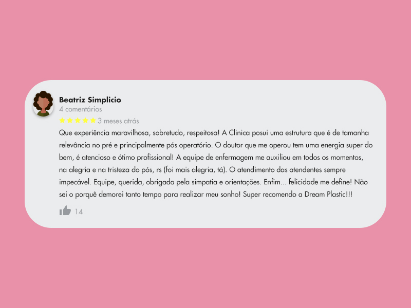 Depoimento de uma paciente da Dream Plastic, uma das clínicas especializadas em mini lifting em São Paulo