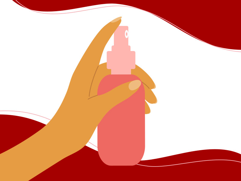 Ilustração de uma mão segurando um desodorante