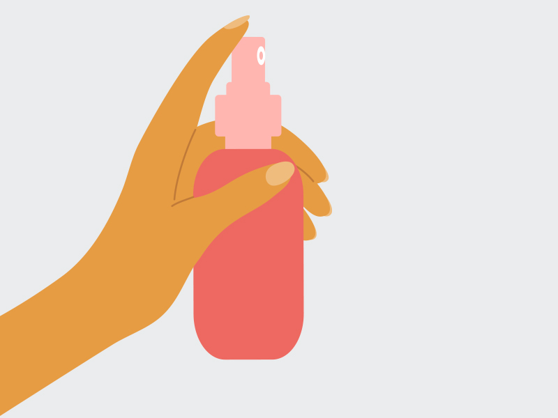 Como remover verruga com desodorante? Ilustração de uma mão segurando um desodorante