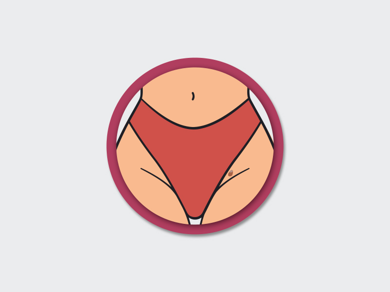 O que são verrugas genitais? Ilustração de uma pessoa com verruga genital, próxima a região da virilha