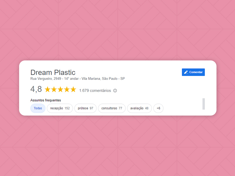 Google Review - Dream Plastic avaliação dream