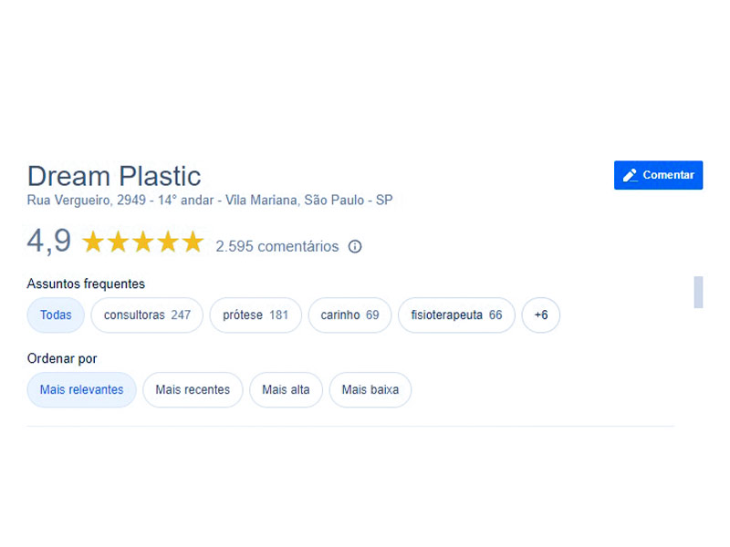 Print do Google Review da Dream Plastic